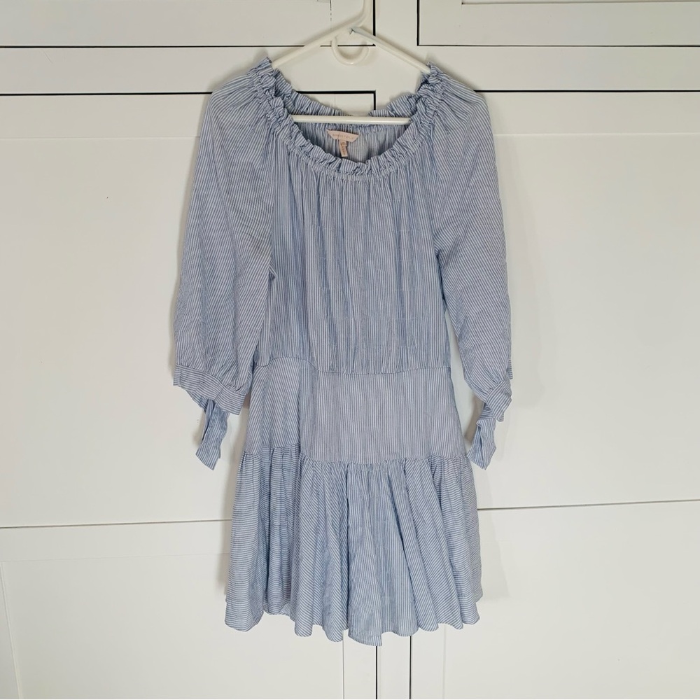 Rebecca Taylor Blue Stripe Long Sleeve Dress Size 10